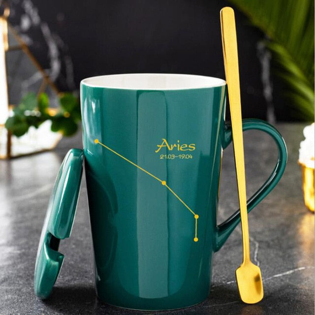 12 Constellations Creative Mugs with Spoon Lid