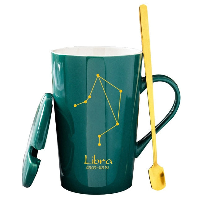 12 Constellations Creative Mugs with Spoon Lid
