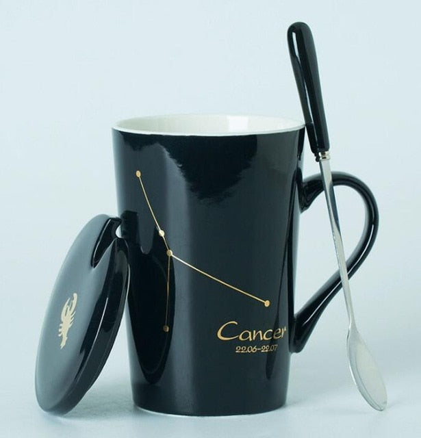 12 Constellations Creative Mugs with Spoon Lid