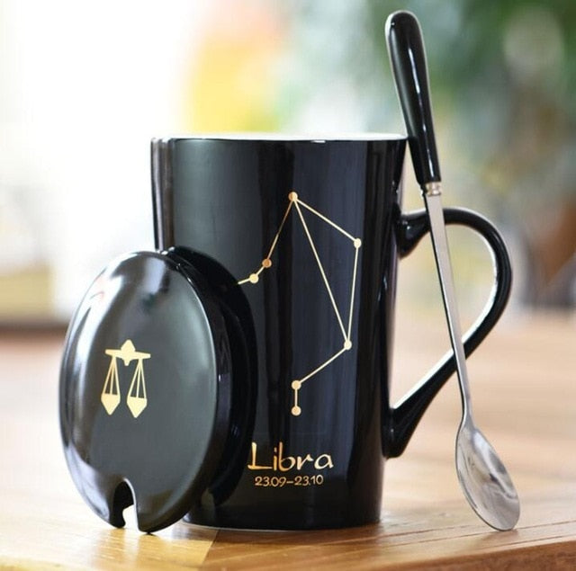 12 Constellations Creative Mugs with Spoon Lid