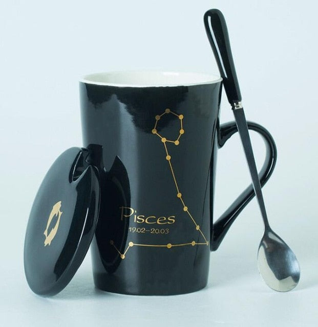 12 Constellations Creative Mugs with Spoon Lid
