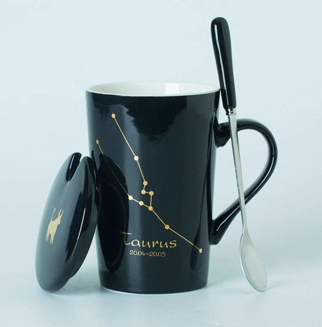 12 Constellations Creative Mugs with Spoon Lid
